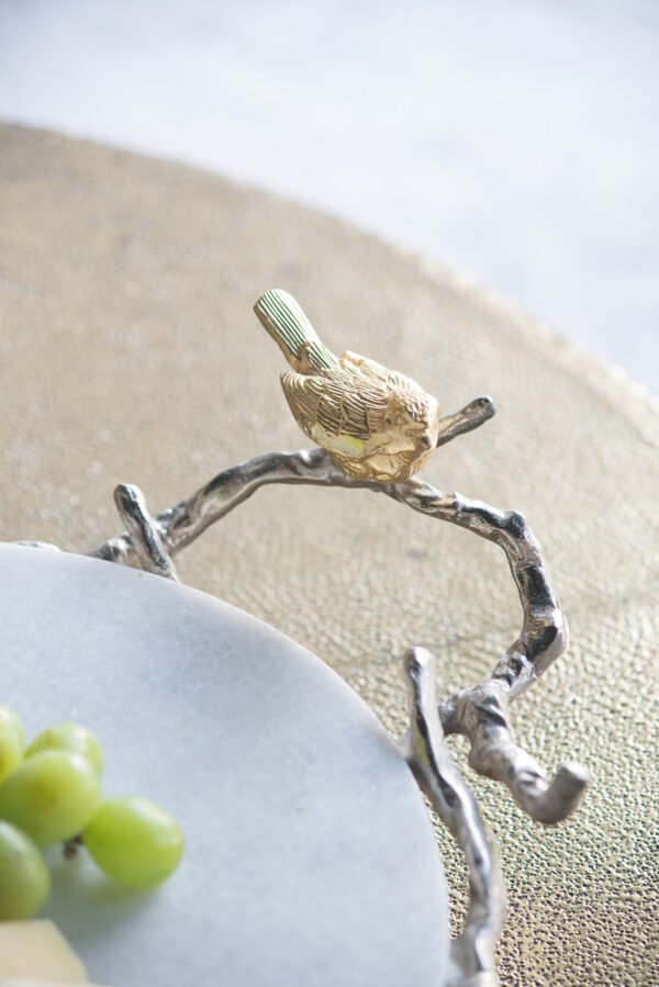 Marble & Metal Bird Handle Serving Tray - Image 4