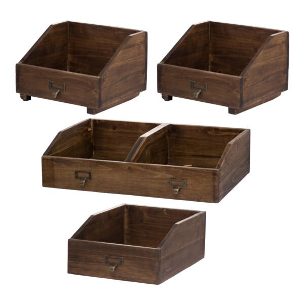 Rustic Wooden Stacking Organizer Bins – Set of 4 - Image 2