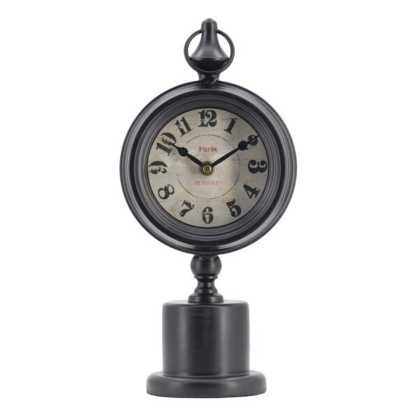Parisian Pedestal Table Clock – Vintage Black - Image 2