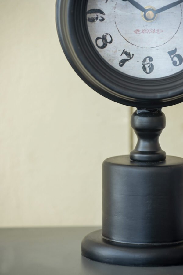 Parisian Pedestal Table Clock – Vintage Black - Image 3