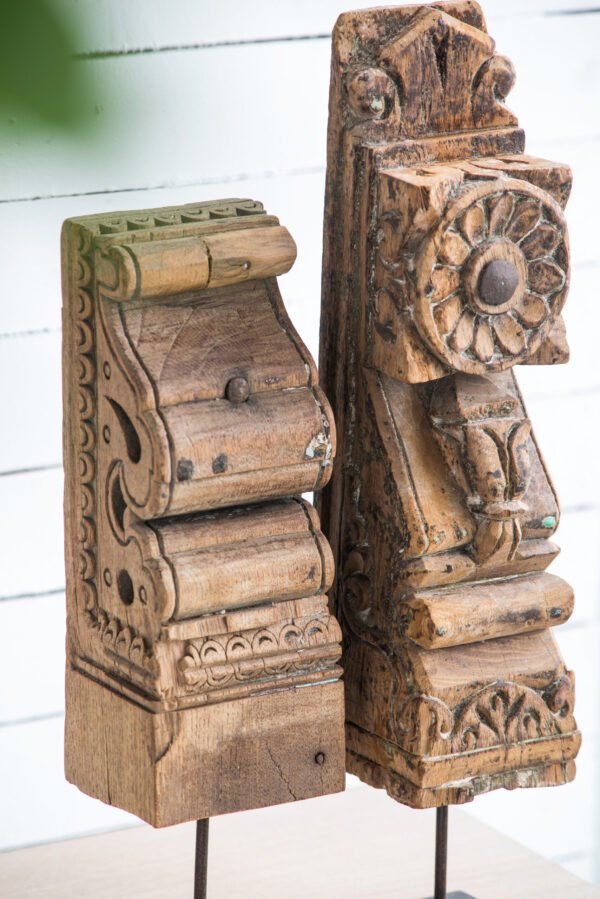 Antique Architectural Wood Sculpture on Stand - Large - Image 3