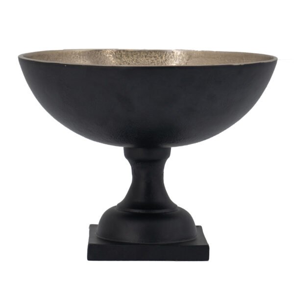 Matte Black Pedestal Bowl with Gold Interior Finish - Image 2