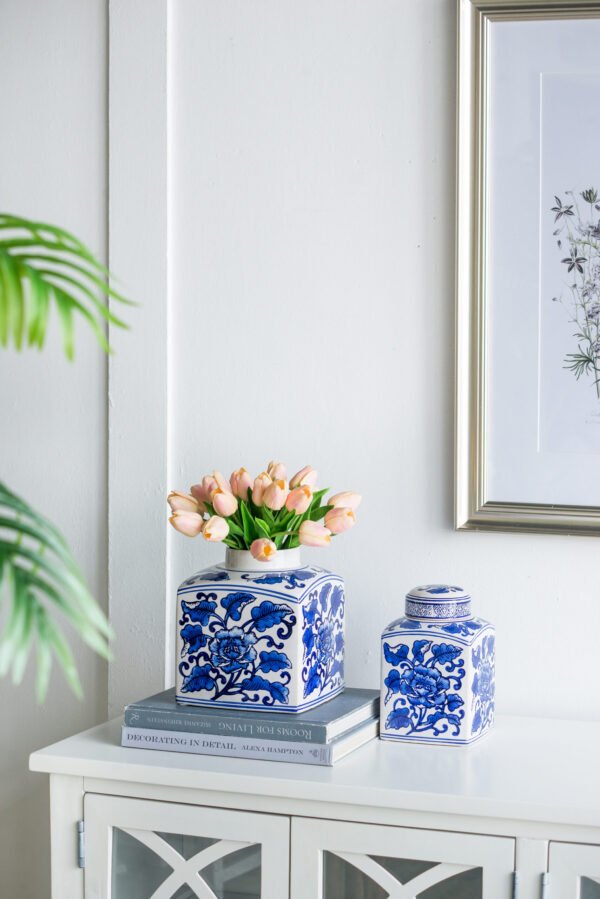 Chinoiserie Peony Ceramic Jar - Image 4