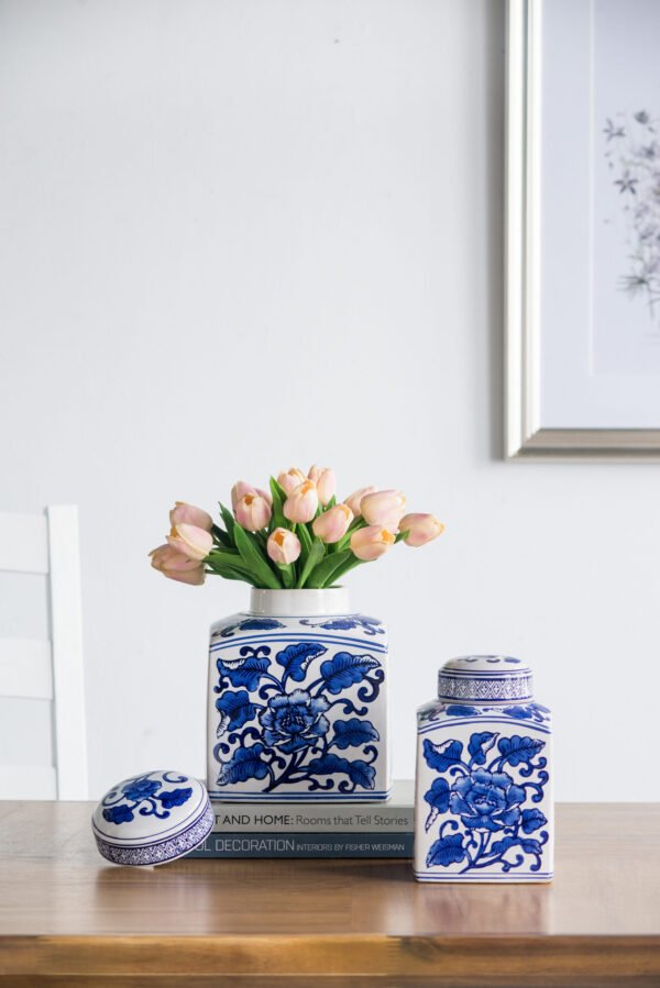 Chinoiserie Peony Ceramic Jar - Image 6