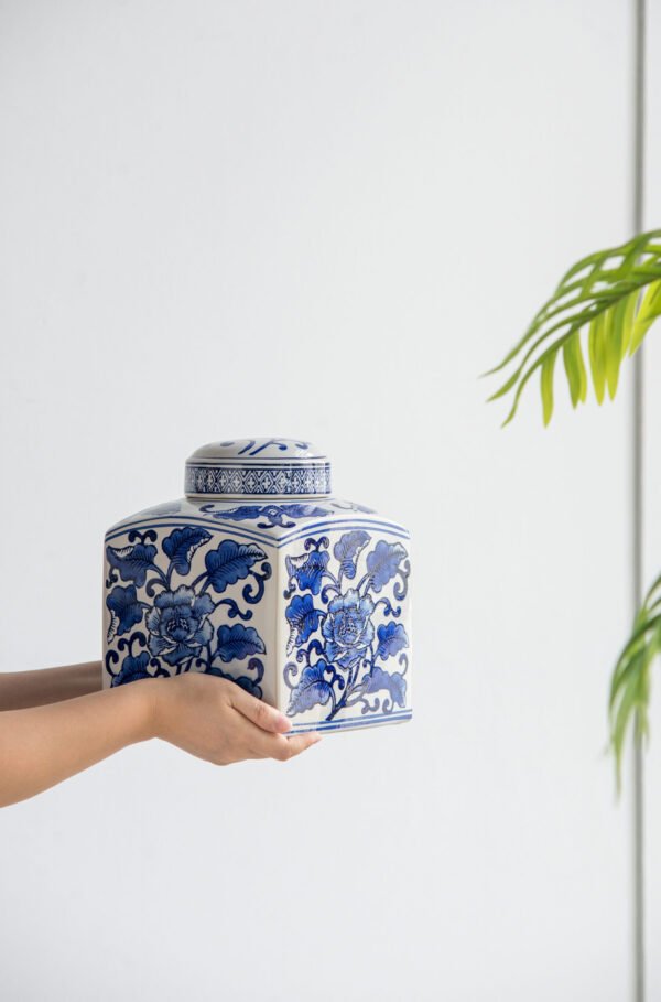 Chinoiserie Peony Ceramic Jar - Image 9