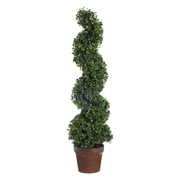 Faux Boxwood Spiral Topiary in Terra Cotta Pot – 35" - Image 2