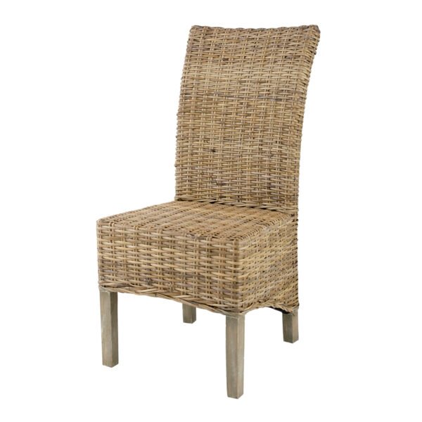 Coastal Woven Rattan Dining Chair with Driftwood Legs - Image 2