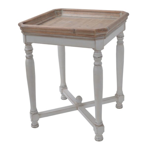 French Cottage Tray-Top Side Table in Antique White - Image 2