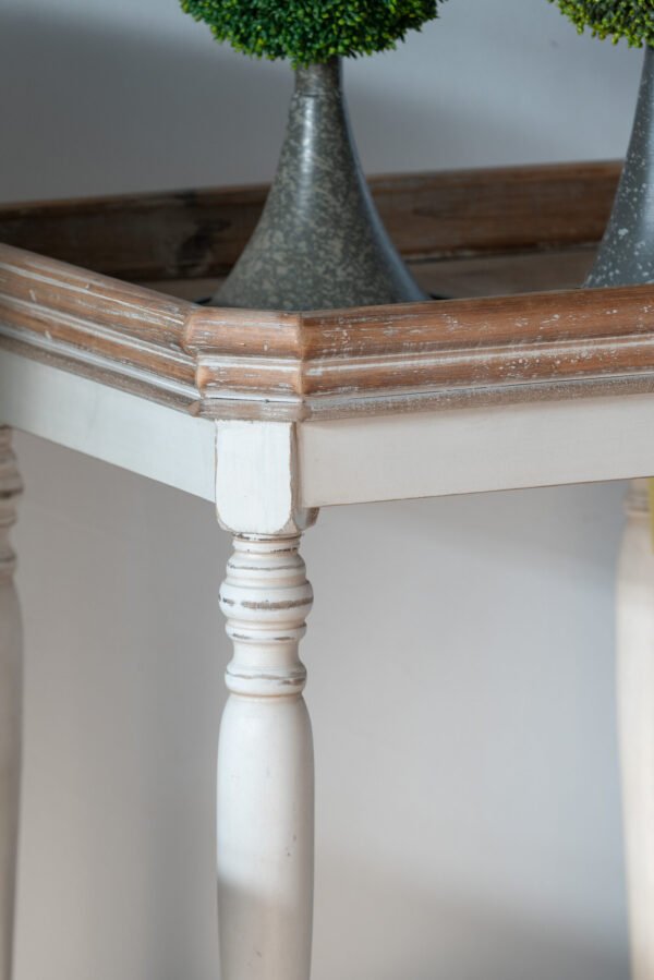 French Cottage Tray-Top Side Table in Antique White - Image 3