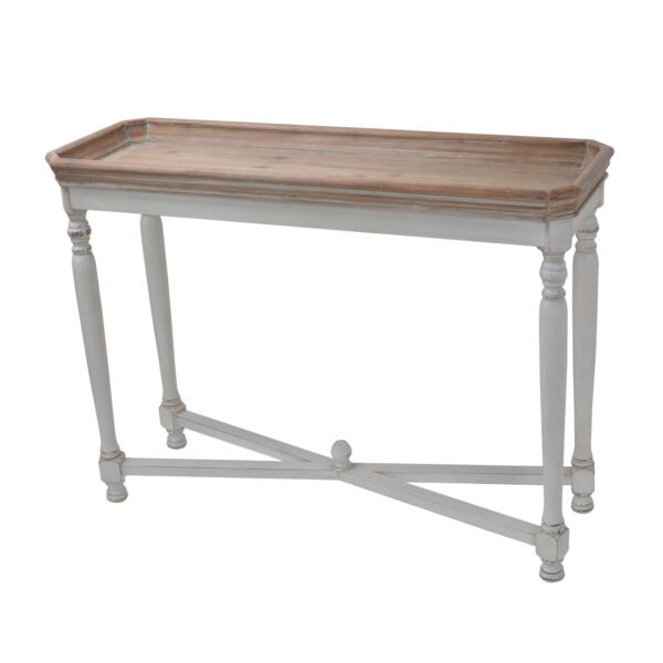 French Country Console Table with Tray-Style Top - Image 2