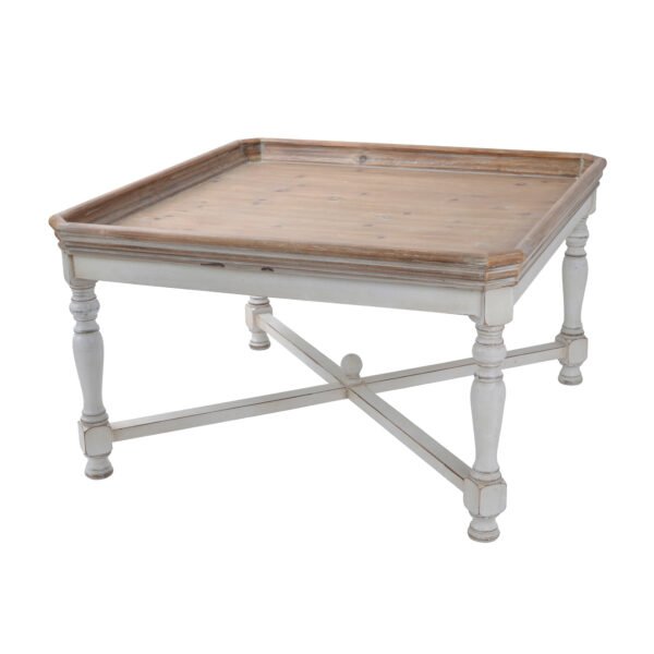 French Country Square Coffee Table with Tray Top - Image 2