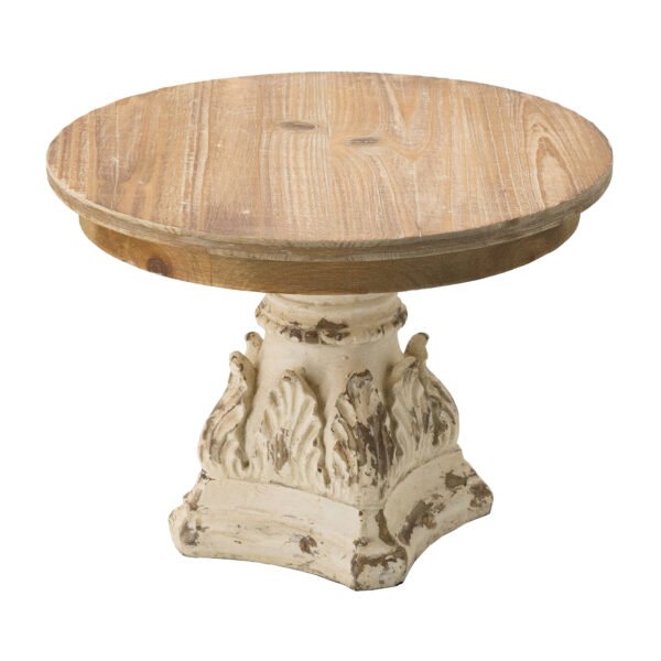 Vintage-Inspired Distressed Cake Stand with Carved Base - Large - Image 2