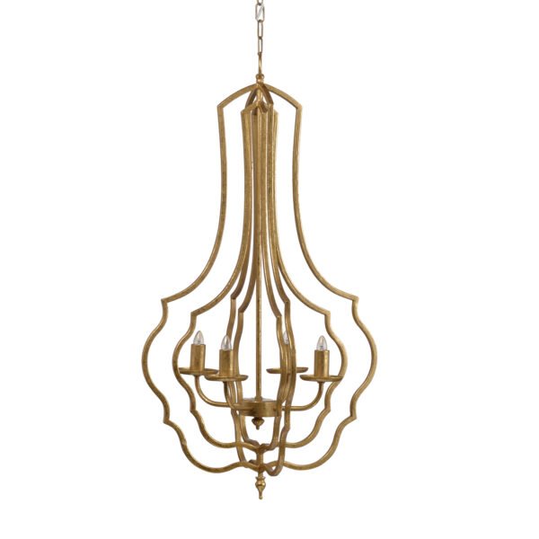 Gilded Iron Tulip Frame Chandelier with Candelabra Lights - Image 2