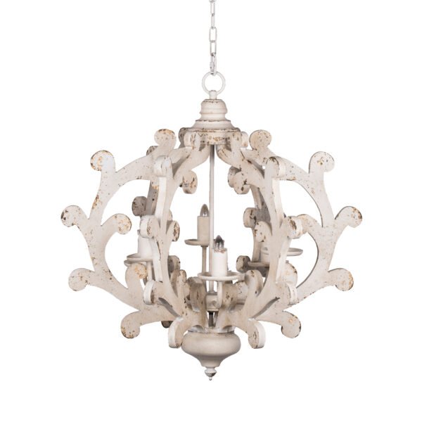 Ornate White Scroll Globe Chandelier - Image 2