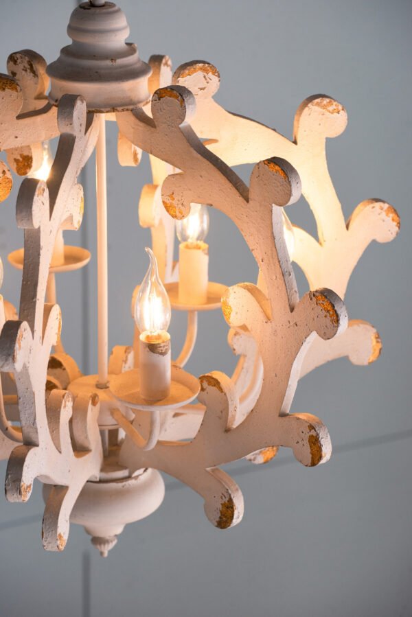 Ornate White Scroll Globe Chandelier - Image 3
