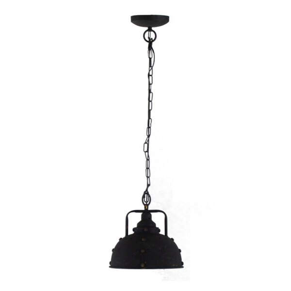 Industrial Rivet Dome Pendant in Matte Black - Image 2