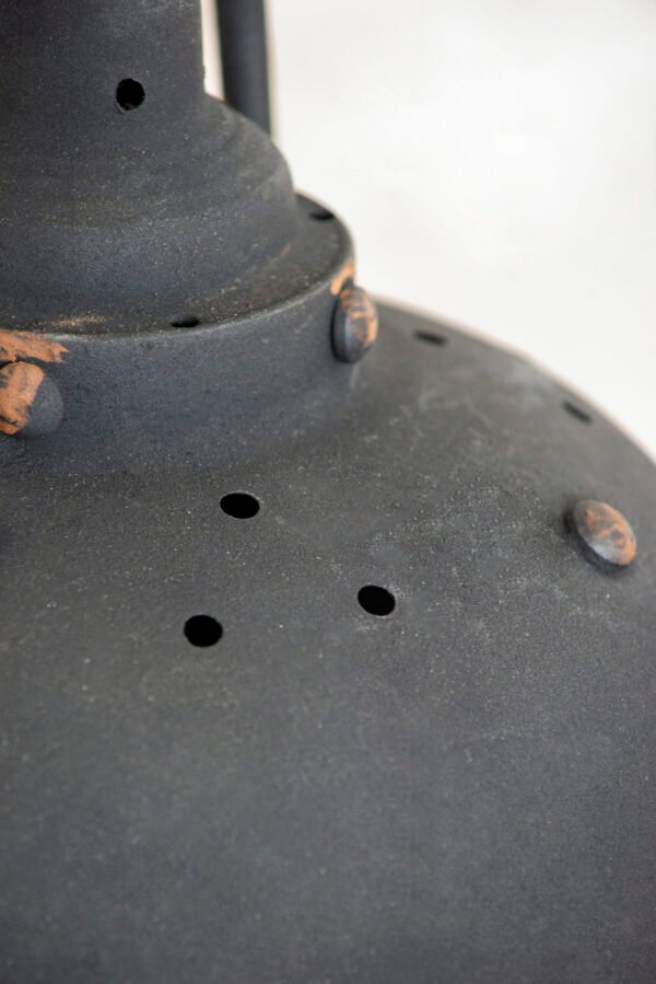 Industrial Rivet Dome Pendant in Matte Black - Image 3