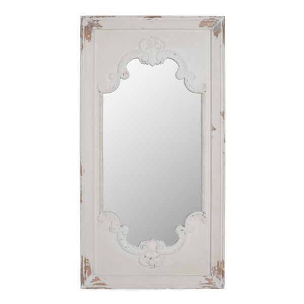 French Chateau Ornate Panel Mirror in Distressed White - Image 2