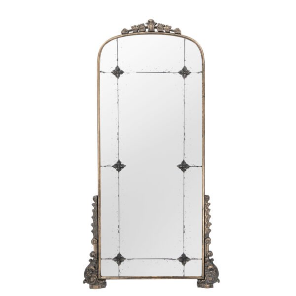 Grand Palais Antique Floor Mirror with Ornate Accents - Image 2
