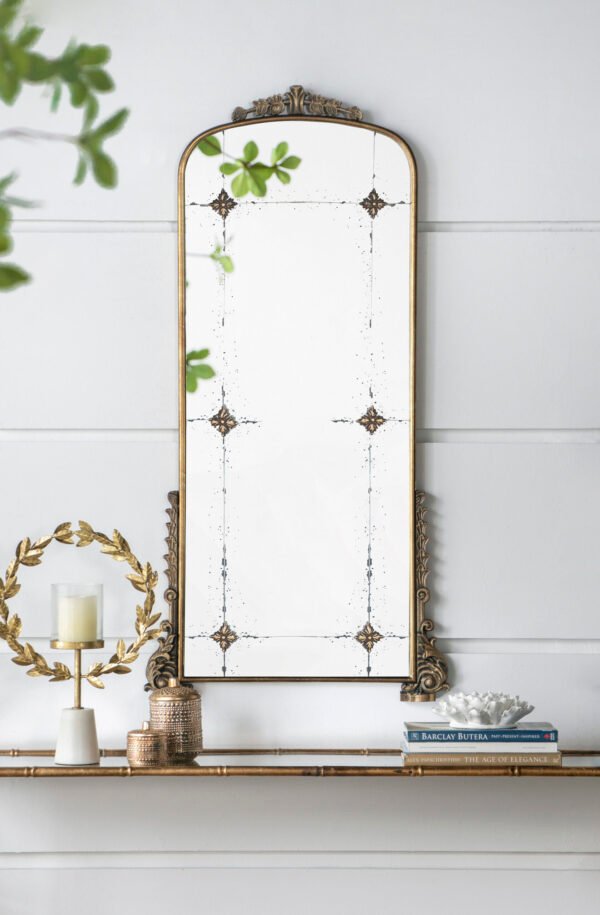 Grand Palais Antique Floor Mirror with Ornate Accents - Image 3
