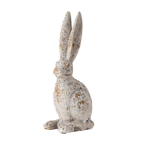 Antiqued Stone-Look Sitting Rabbit Figurine - Small - Image 2