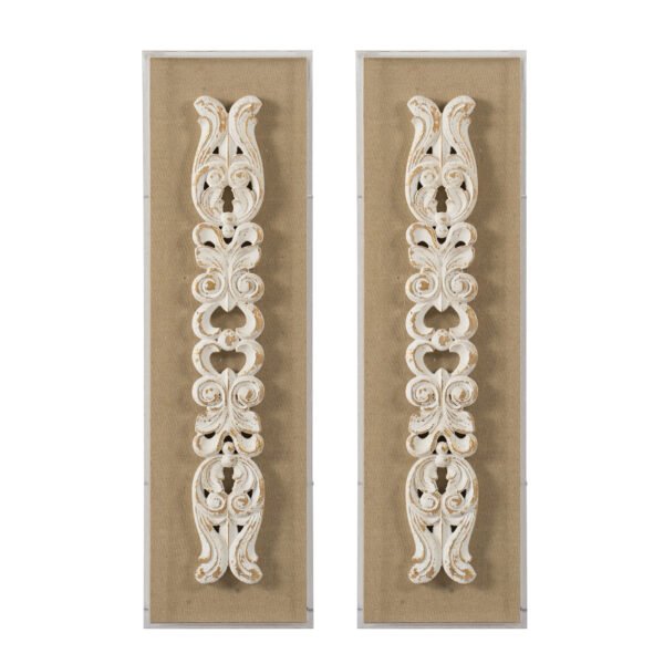 Distressed White Scroll Wall Art - Set of 2 - Image 2
