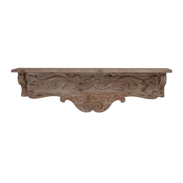 Carved Natural Wood Wall Shelf - Image 2