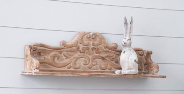 Carved Natural Wood Wall Shelf - Image 4