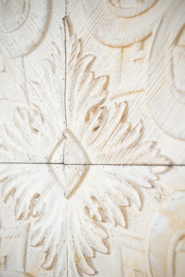 Distressed Carved Floral Wood Wall Panel – Set of 4 - Image 4