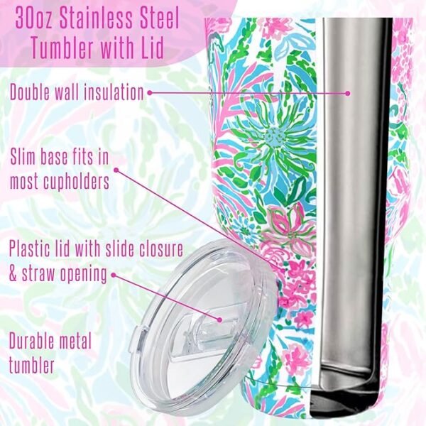 Lilly Pulitzer 30 oz Insulated Tumbler with Lid- Leaf it Wild - Image 3