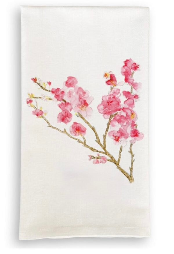 Tea Towel with Cherry Blossom Branch
