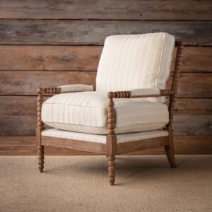 Chalk Spool Arm Accent Chair