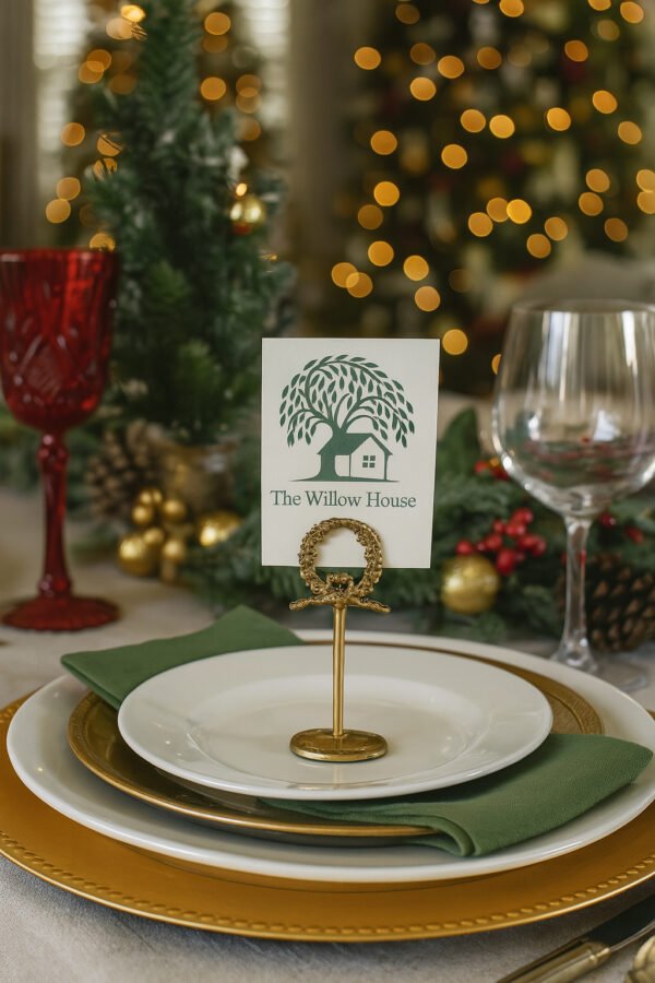 Antique Gold Laurel Place Card Holder Set of 4 - Image 3