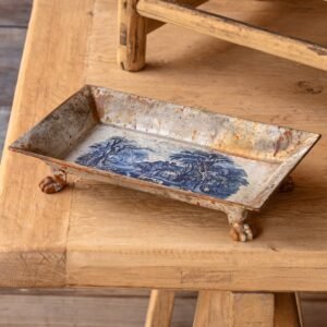 Blue Pastoral Rectangular Tole Tray
