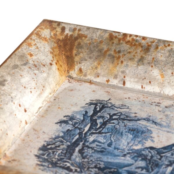 Blue Pastoral Rectangular Tole Tray - Image 3