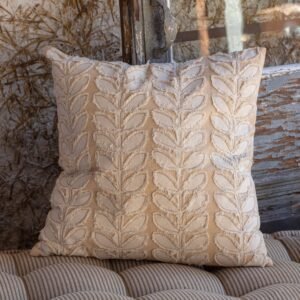 Neutral Vine Embroidered Pillow – 20" Square