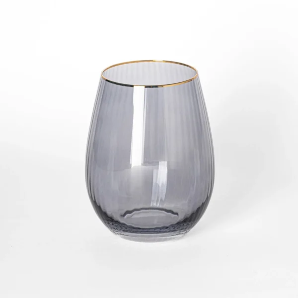Ribbed Smoke Stemless Wine Glass