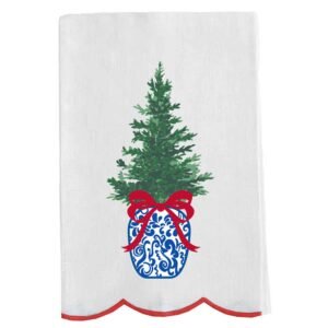 Chinoiserie Tree Embroidered Tea Towel