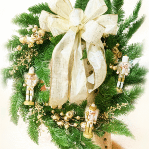 Custom Pine Lighted Nutcracker Wreath