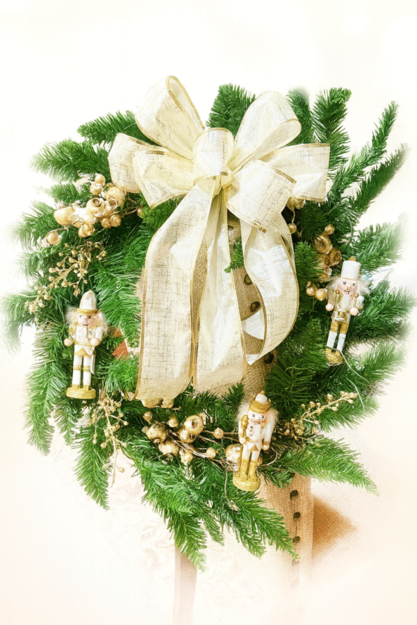 Custom Pine Lighted Nutcracker Wreath