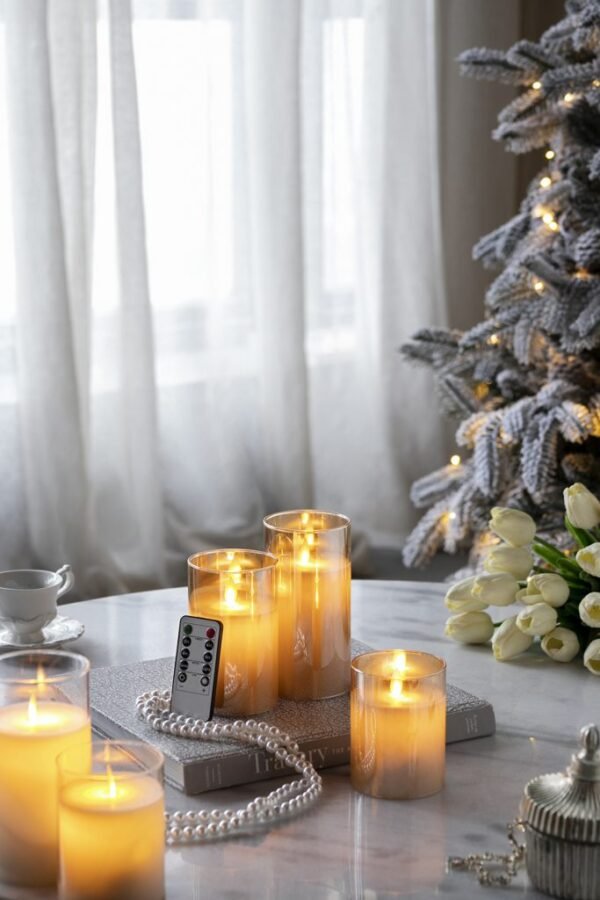Amber set of 3 Flameless LED Candles with Remote - Image 3