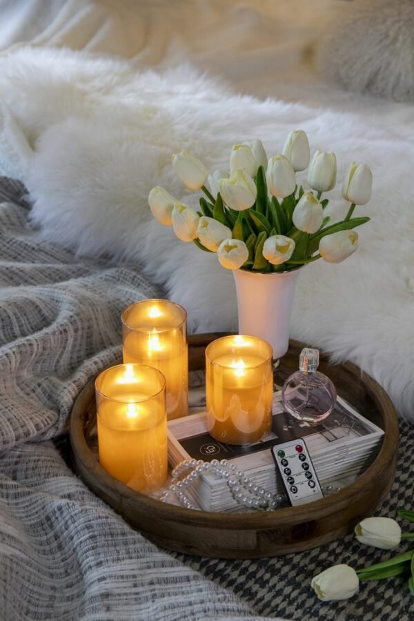 Amber set of 3 Flameless LED Candles with Remote - Image 4