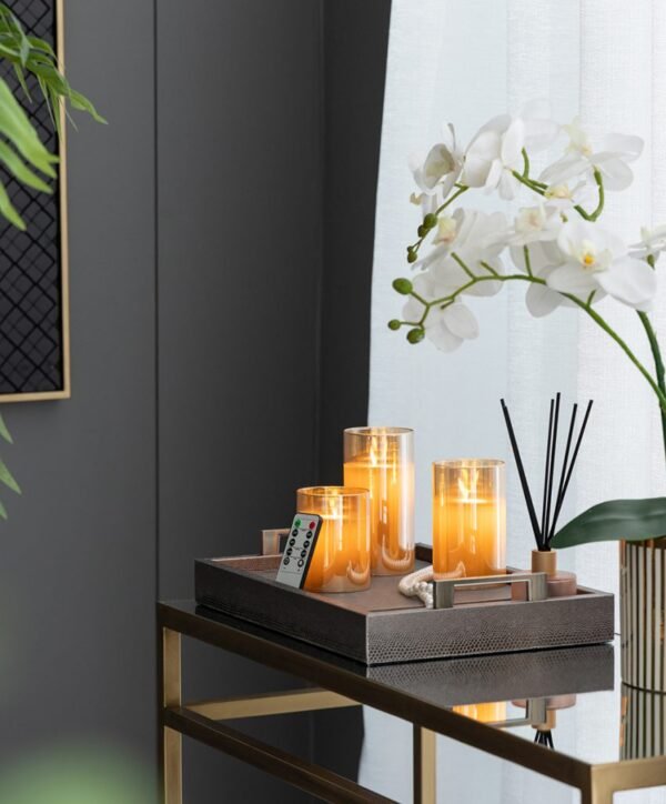 Amber set of 3 Flameless LED Candles with Remote - Image 5