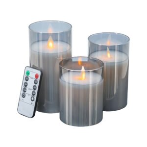 Smoke set of 3 Flameless LED Candles with Remote
