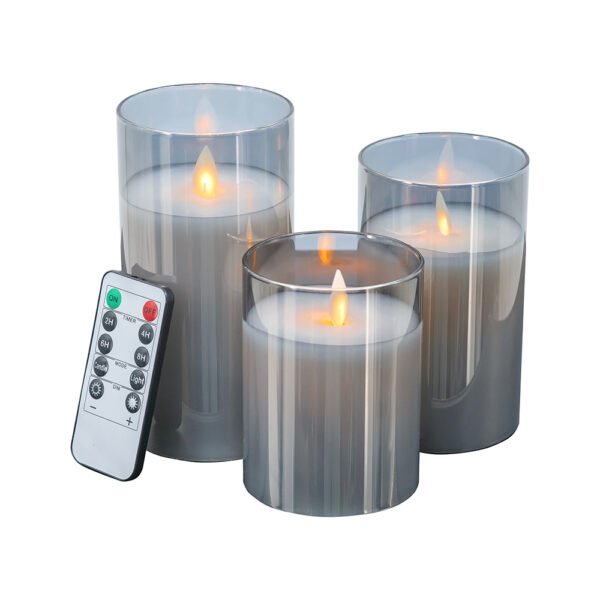 Smoke set of 3 Flameless LED Candles with Remote