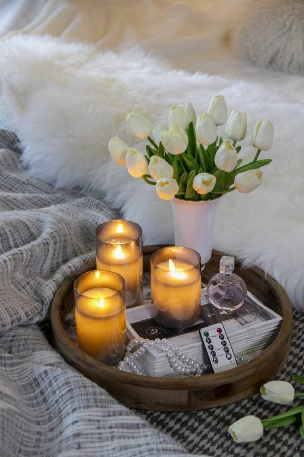 Smoke set of 3 Flameless LED Candles with Remote - Image 3