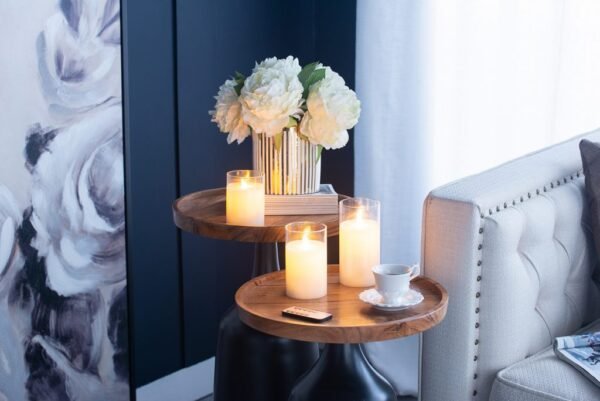 White set of 3 Flameless LED Candles with Remote - Image 5