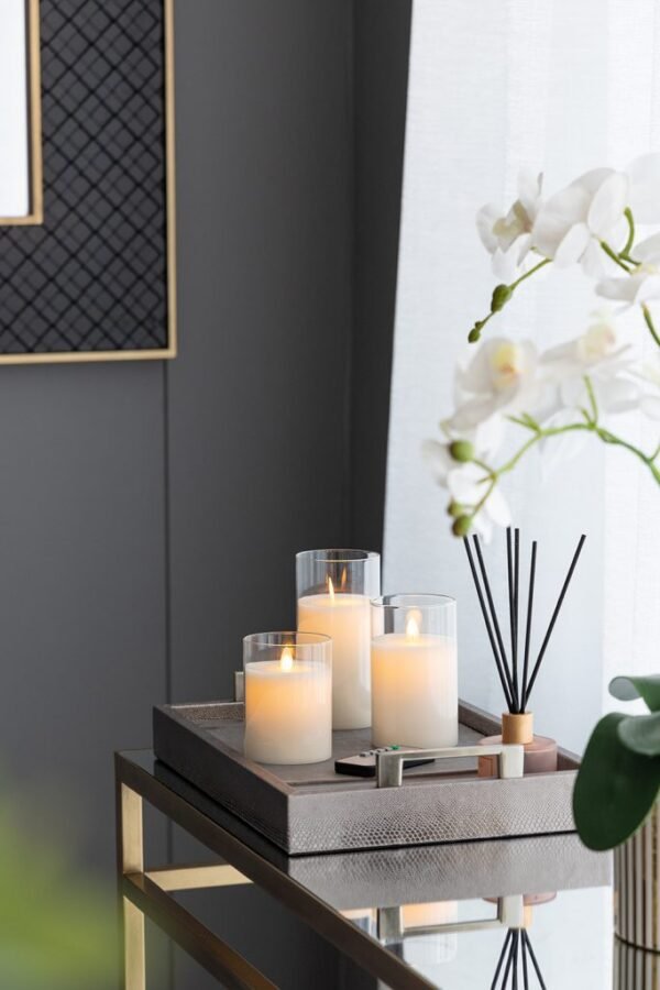 White set of 3 Flameless LED Candles with Remote - Image 7