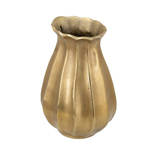 Antiqued Gold Fluted Vase - Image 2
