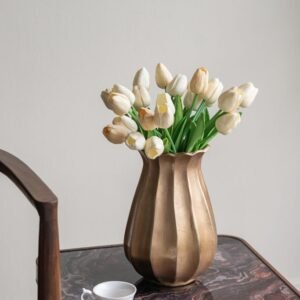 Antiqued Gold Fluted Vase